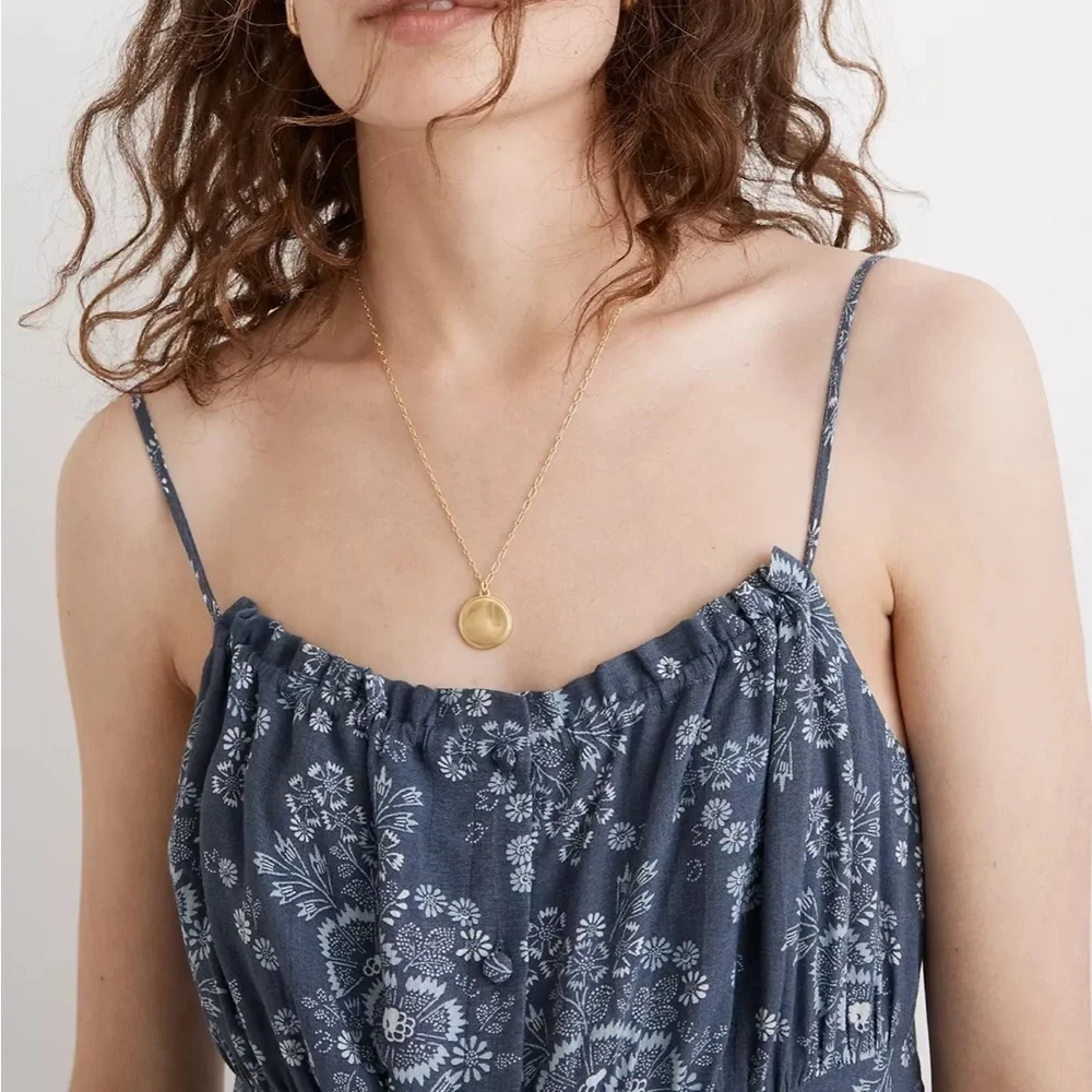 Madewell tie back button front midi dress archival floral